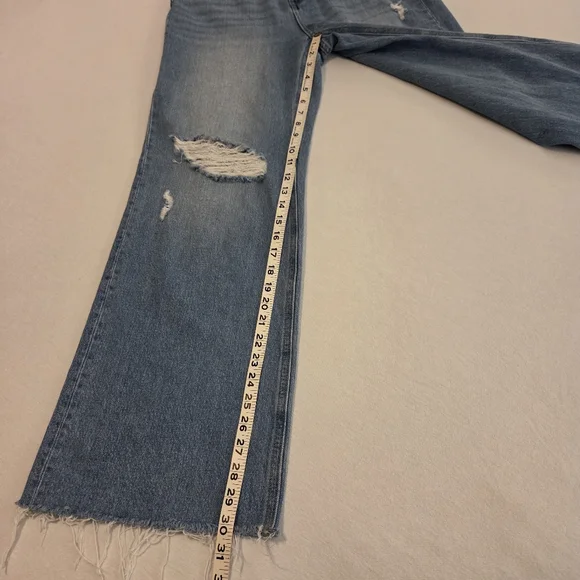 ZENANA Med Wash High Waist Distressed Raw Hem Wide Leg Jeans Women's Size 27 - Picture 8 of 14